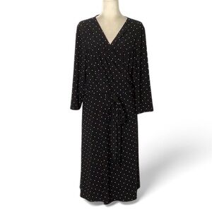 Lauren Ralph Lauren Black and White Polka Dot True Wrap Dress Size 20W